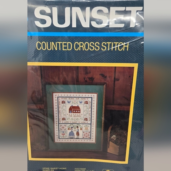 Vintage 1983 Counted Cross Stitch Kit Sunset Home Sweet Home Hobby Artwork - Picture 4 of 7